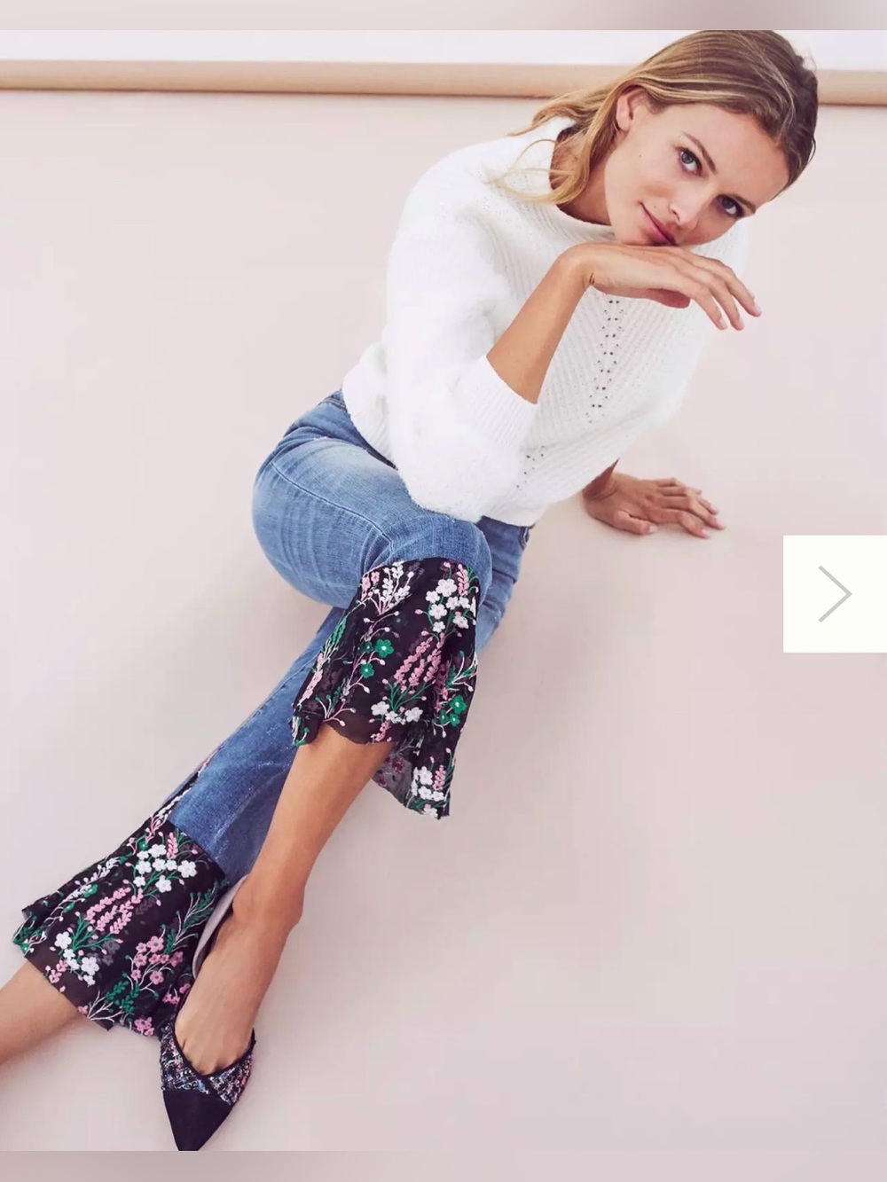 Pilcro and the Letterpress slim boyfriend with Black Floral Asymmetrical Hem 27